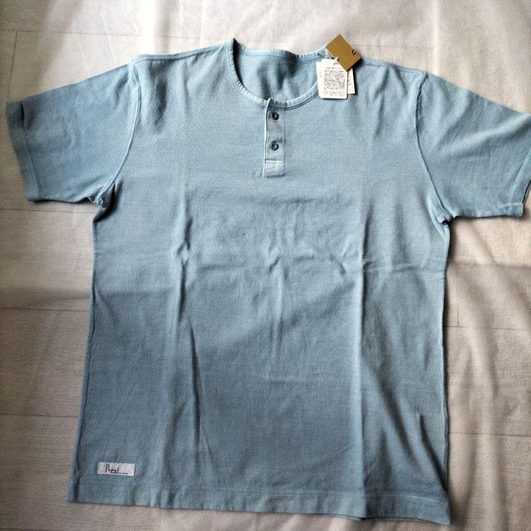 パパス ヘンリーネック　バックプリントTシャツ　Mサイズ未使用タグ付き