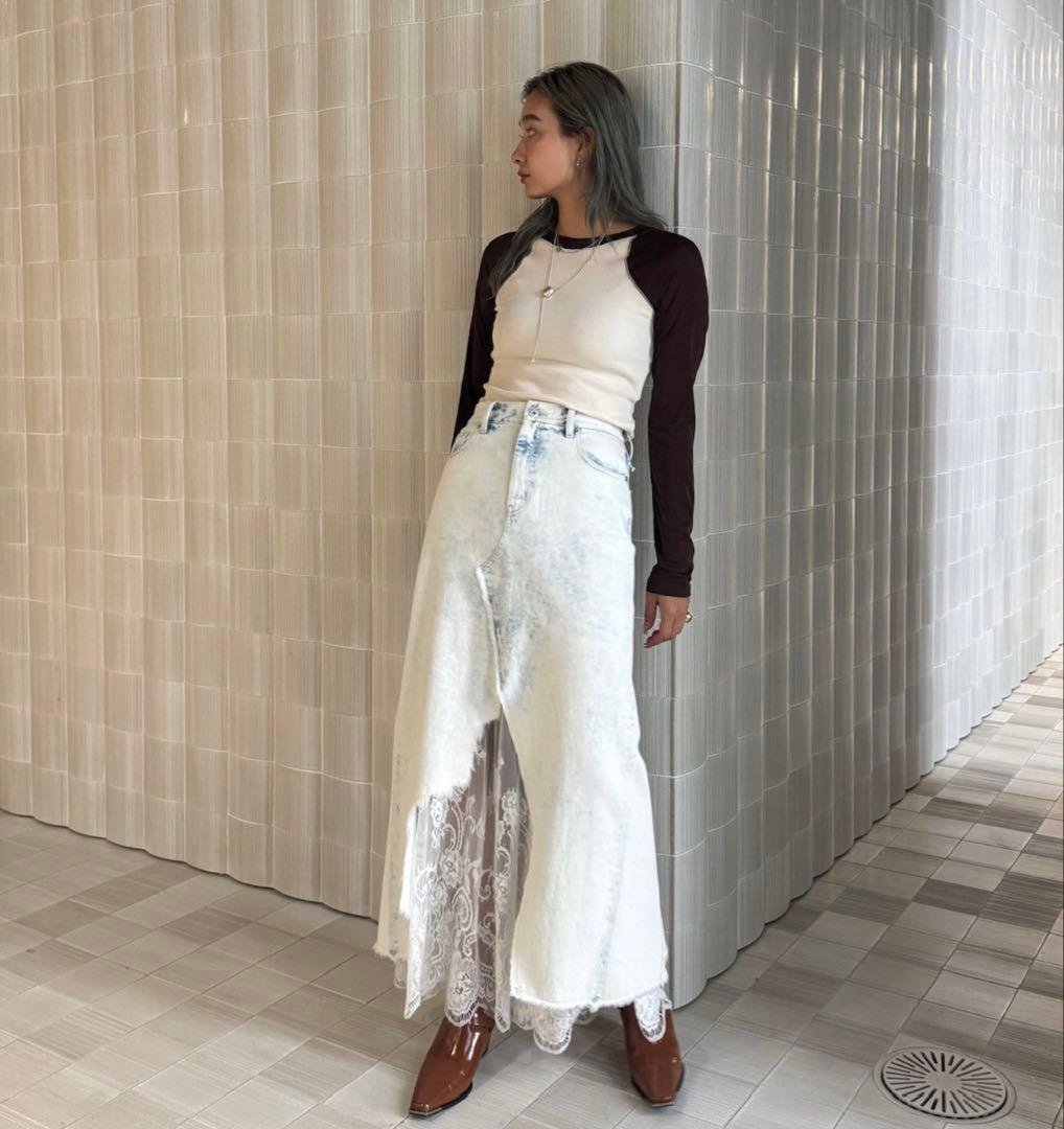 新品⋆REMAKE LIKE DENIM LACE LAYERED SKIRT